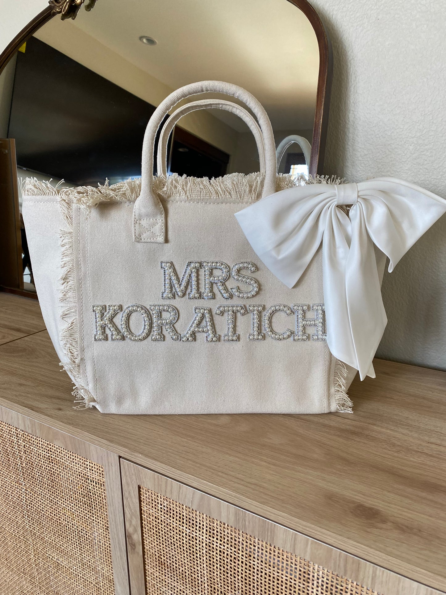 Custom Bride Fringe Tote