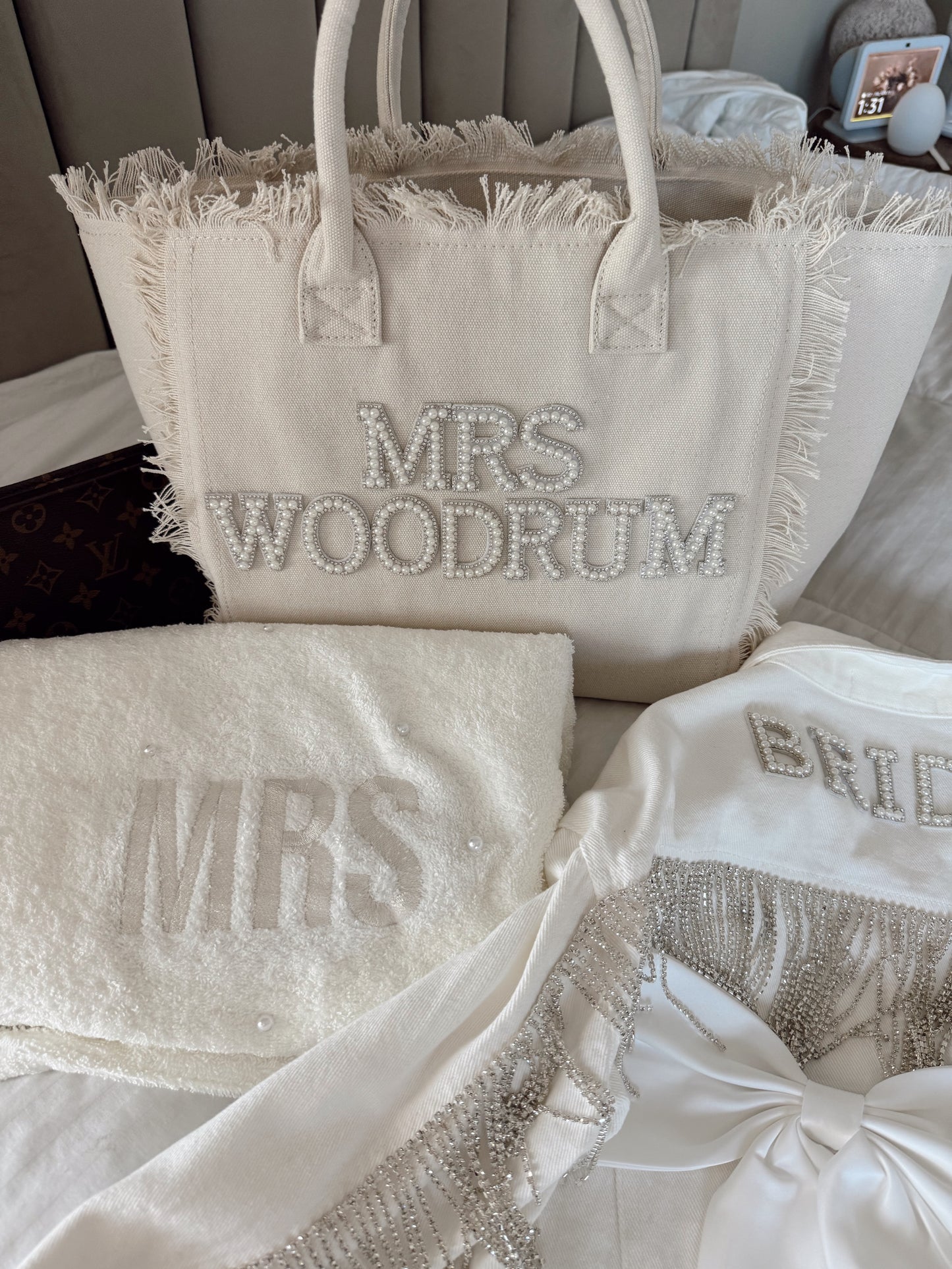 Custom Bride Fringe Tote