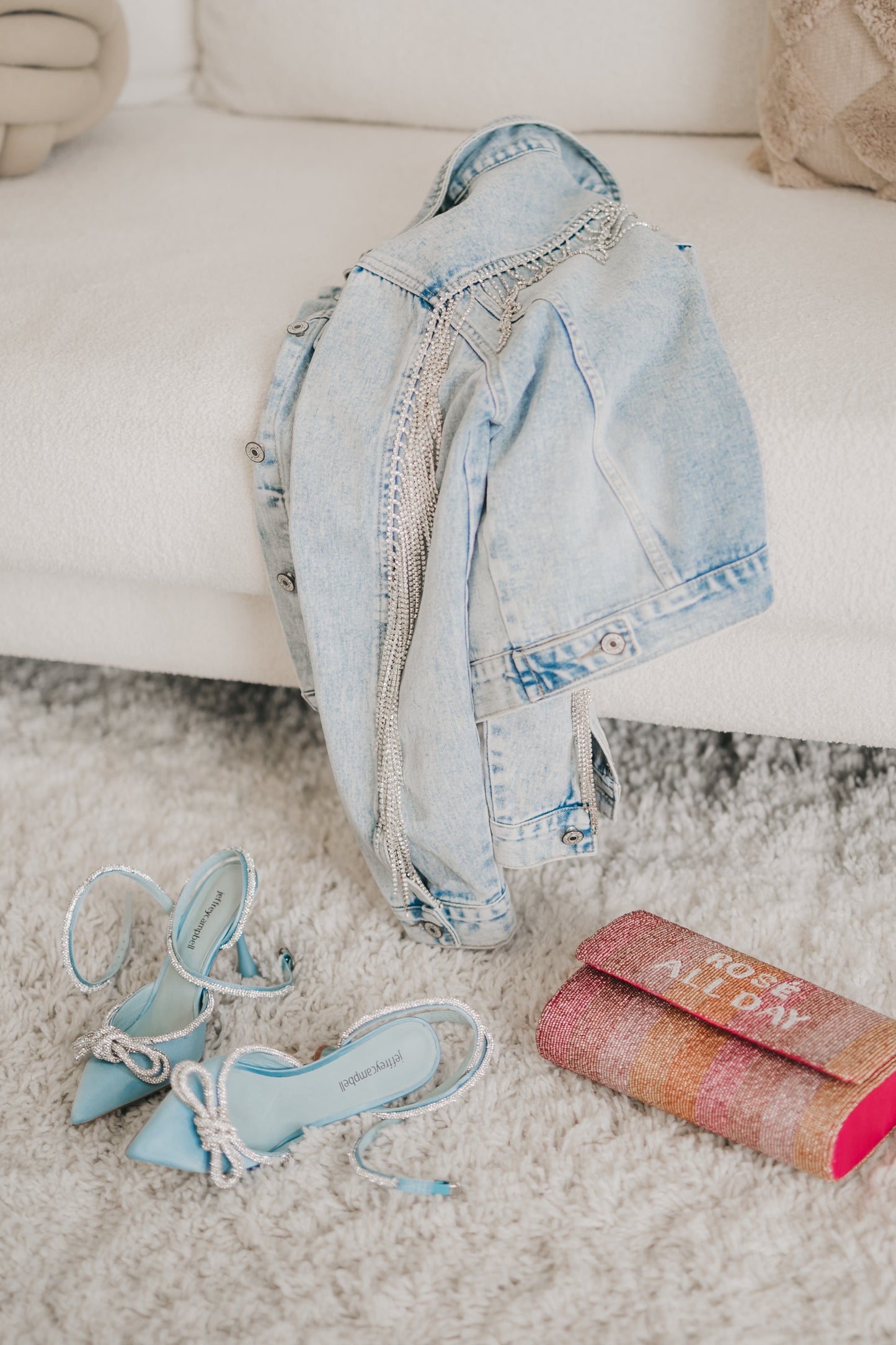 Denim Rhinestone Fringe Jacket