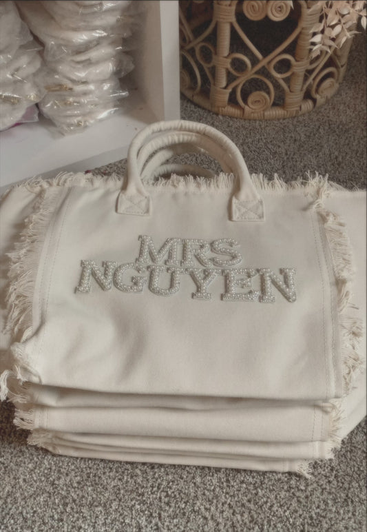 Custom Bride Fringe Tote