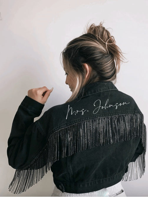 Black Rhinestone Fringe Jacket