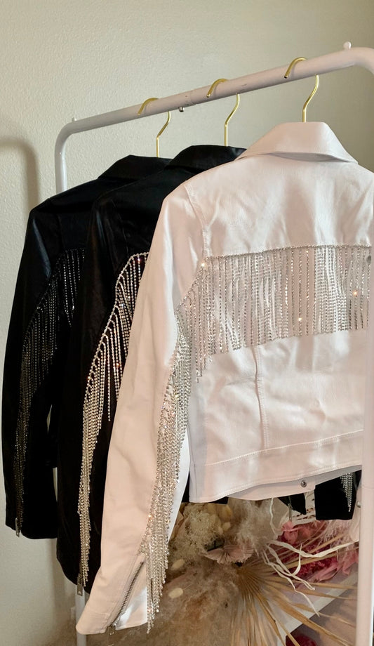 Rhinestone Fringe Leather Jacket